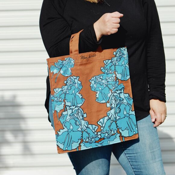 NWT Marc Jacobs Brown Blue Pansy Floral Crossbody Tote Bag - Picture 3 of 11